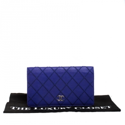 Chanel Purple Wild Stitch Quilted Leather Yen Bifold Wallet