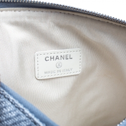 Pre Owned Chanel Light Blue Raffia Deauville Clutch