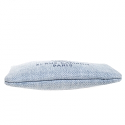 Pre Owned Chanel Light Blue Raffia Deauville Clutch