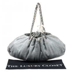 مملوكة مسبقًا Chanel Grey Shimmer Quilted  Jersey  Melrose Bag