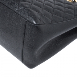 Pre Owned Chanel Black Quilted Caviar Leather GST Tote