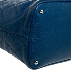 Pre Owned حقيبة يد شانيل "تايمليس CC شوبر" جلد مبطن أزرق