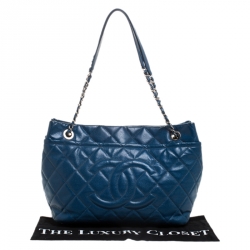 Pre Owned حقيبة يد شانيل "تايمليس CC شوبر" جلد مبطن أزرق