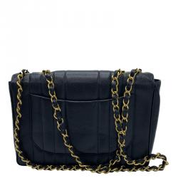 Pre Owned Chanel Black Vertical Quilted Leather Jumbo Vintage Classic Single Flap Bag