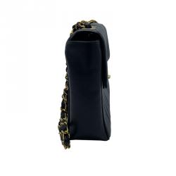 Pre Owned Chanel Black Vertical Quilted Leather Jumbo Vintage Classic Single Flap Bag