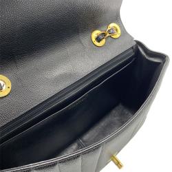 Pre Owned Chanel Black Vertical Quilted Leather Jumbo Vintage Classic Single Flap Bag