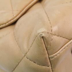 Pre Owned Chanel Beige Matelasse Leather Top Handle Bag