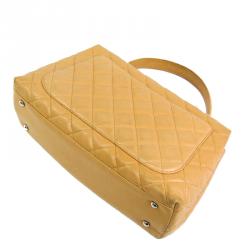 Pre Owned Chanel Beige Matelasse Leather Top Handle Bag