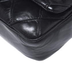 Pre Owned Chanel Black Leather Diamond Stitch CC Flap Shoulder Bag