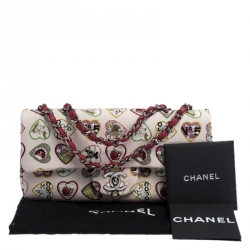 مملوكة مسبقًا Chanel Multicolor Heart Printed Canvas Vintage Valentine Small Classic Single Flap Bag