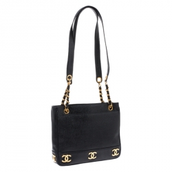 مملوكة مسبقًا Chanel Black Caviar Leather Triple CC Shoulder Bag