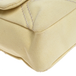 مملوكة مسبقًا حقيبة شانيل صغيرة دلاية رقم 5 قلاب كانفاس غرز نمط ألماس أصفر