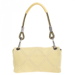 مملوكة مسبقًا حقيب ة شانيل صغيرة دلاية رقم 5 قلاب كانفاس غرز نمط ألماس أصفر