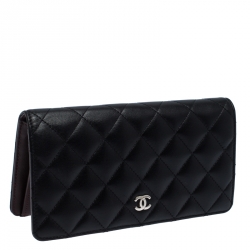 Chanel Black Quilted Leather CC Long Wallet