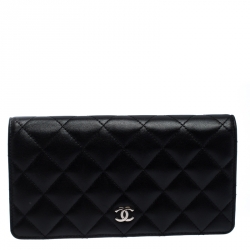 Chanel Black Quilted Leather CC Long Wallet