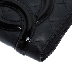 Chanel Black Quilted Leather Cambon Ligne Zippy Organizer Wallet