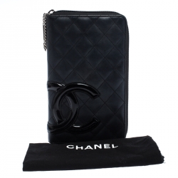 Chanel Black Quilted Leather Cambon Ligne Zippy Organizer Wallet