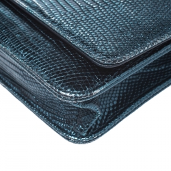 مملوكة مسبقًا Chanel Metallic Blue Lizard Classic WOC Clutch Bag