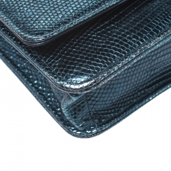 مملوكة مسبقًا Chanel Metallic Blue Lizard Classic WOC Clutch Bag