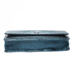 مملوكة مسبقًا Chanel Metallic Blue Lizard Classic WOC Clutch Bag