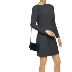 مملوكة مسبقًا Chanel Metallic Blue Lizard Classic WOC Clutch Bag