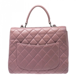 Pre Owned Chanel Old Rose Lambskin Leather Trendy CC Large Top Handle Bag