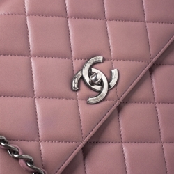 Pre Owned Chanel Old Rose Lambskin Leather Trendy CC Large Top Handle Bag