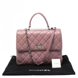 Pre Owned Chanel Old Rose Lambskin Leather Trendy CC Large Top Handle Bag