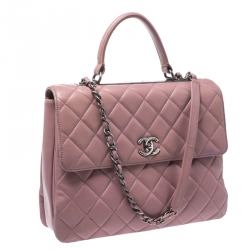 Pre Owned Chanel Old Rose Lambskin Leather Trendy CC Large Top Handle Bag