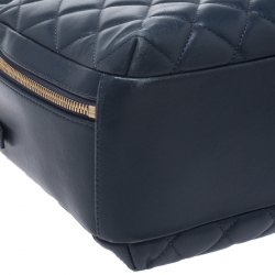 Pre Owned Chanel Blue Quilted Leather Large Trendy CC Bowler Bag