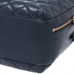 Pre Owned Chanel Blue Quilted Leather Large Trendy CC Bowler Bag