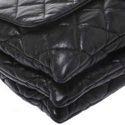 Pre Owned Chanel Black Soft Leather Maxi Accordion Flap Bag