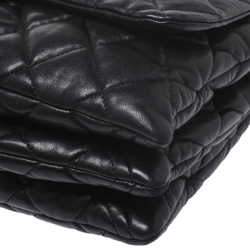 Pre Owned Chanel Black Soft Leather Maxi Accordion Flap Bag