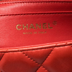 Pre Owned حقيبة شانيل قلاب كلاسيك ماكسي جلد مبطنة برتقالية