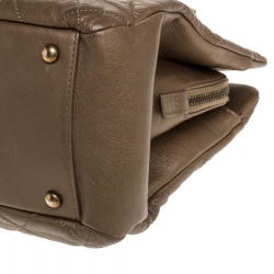 Pre Owned Chanel Metallic Bronze Quilted Leather CC Crown Tote