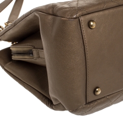 Pre Owned Chanel Metallic Bronze Quilted Leather CC Crown Tote