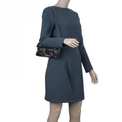 Pre Owned حقيبة شانيل شوكليت بار أيست-ويست كانفاس أسود