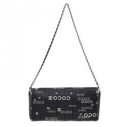 Pre Owned حقيبة شانيل شوكليت بار أيست-ويست كانفاس أسود