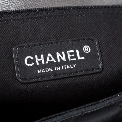 Pre Owned Chanel Metallic Grey/Black Iridescent Leather Paris Bombay Back To School Messenger Bag 