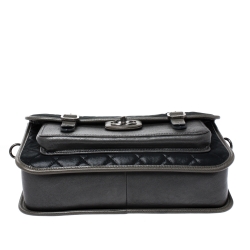 Pre Owned Chanel Metallic Grey/Black Iridescent Leather Paris Bombay Back To School Messenger Bag 