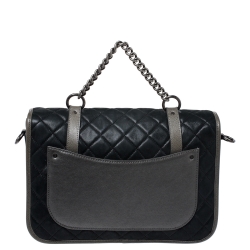 Pre Owned Chanel Metallic Grey/Black Iridescent Leather Paris Bombay Back To School Messenger Bag 