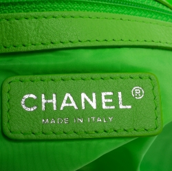 Pre Owned Chanel Neon Green Vertical Quilted Nylon Flap Bag