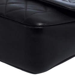 Pre Owned Chanel Black Quilted Leather Retro Clasp Flap Bag