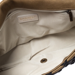 مملوكة مسبقًا Chanel Gold/Black Deer Leather Canebiers Jumbo Flap Bag