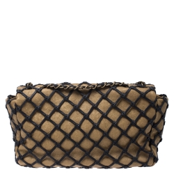 مملوكة مسبقًا Chanel Gold/Black Deer Leather Canebiers Jumbo Flap Bag