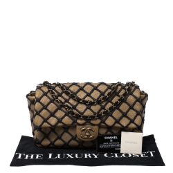 مملوكة مسبقًا Chanel Gold/Black Deer Leather Canebiers Jumbo Flap Bag