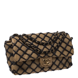 مملوكة مسبقًا Chanel Gold/Black Deer Leather Canebiers Jumbo Flap Bag