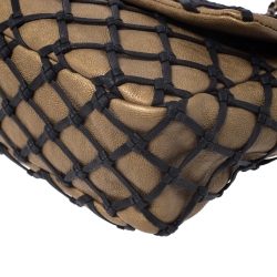 مملوكة مسبقًا Chanel Gold/Black Deer Leather Canebiers Jumbo Flap Bag