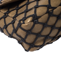 مملوكة مسبقًا Chanel Gold/Black Deer Leather Canebiers Jumbo Flap Bag