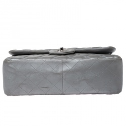 Chanel Silver Quilted Leather Jumbo Classic Double Flap Bag